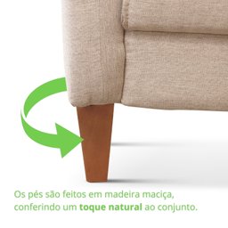 Sofá Living Canela 4 Lugares 245 cm Linho - 10