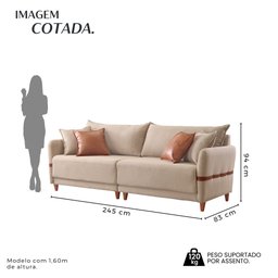 Sofá Living Canela 4 Lugares 245 cm Linho - 3