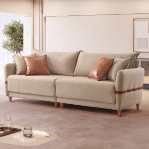 Sofá Living Canela 4 Lugares 245 cm Linho