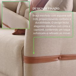 Sofá Living Canela 4 Lugares 245 cm Linho - 7