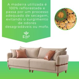 Sofá Living Canela 4 Lugares 245 cm Linho - 11