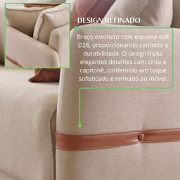 Sofá Living Canela 4 Lugares 245 cm Linho - 7