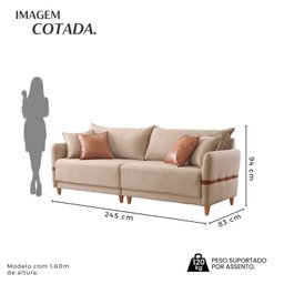 Sofá Living Canela 4 Lugares 245 cm Linho - 3