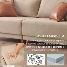 Sofá Living Canela 4 Lugares 245 cm Linho - 4