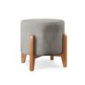 Puff Redondo para Sala Pé de Madeira Linho - 5