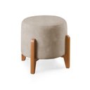 Ver imagem 3 de Puff Redondo para Sala Pé de Madeira Linho