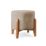 Puff Redondo para Sala Pé de Madeira Linho - 5