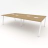 Espaço de Trabalho Mesa 4 Pessoas 2,80m Mbr Pé Cavalete F5 Macadâmia com Branco - 2