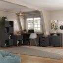 Ver imagem 1 de Kit 4 Peças com Escrivaninha em L Gold, Gaveteiro, Balcão para Escritório e Estante Livreiro