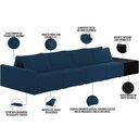Ver imagem 7 de Sofá Ilha Modular para Sala 392cm com Puff Dublin K01 Veludo Azul Marinho e Sintético Preto - Lyam