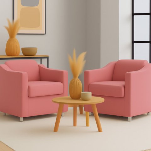 Kit 2 Poltrona Decorativa para Sala, Escritorio, Recepção Tila Suede Rosa