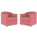 Ver imagem 2 de Kit 2 Poltrona Decorativa para Sala, Escritorio, Recepção Tila Suede Rosa
