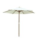 Ver imagem 1 de Ombrelone Guarda Sol Retrátil Central Madeira 2,70m Ventilação Piscina Praia Camping Branco Importwa