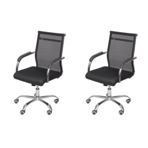 Kit 2 Cadeiras Escritorio Diretor Tela Mesh Roma 3312 Preto