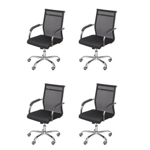 Kit 4 Cadeiras Escritorio Diretor Tela Mesh Roma 3312 Preto