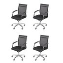 Ver imagem 1 de Kit 4 Cadeiras Escritorio Diretor Tela Mesh Roma 3312 Preto