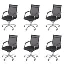 Ver imagem 1 de Kit 6 Cadeiras Escritorio Diretor Tela Mesh Roma 3312 Preto