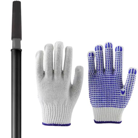 Cabo Extensor Prolongador 1,28m + Luva Branca Pigmentada Tricotada Segurança Epi