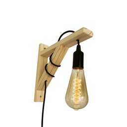 Arandela Mão Francesa De Parede Em Madeira Pinus Com Fio 2 Metros - 4