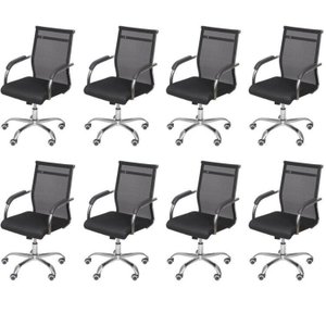 Kit 8 Cadeiras Escritorio Diretor Tela Mesh Roma 3312
