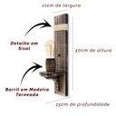 Ver imagem 2 de Arandela Luminária de Parede - Madeira Rústica Vintage Retrô