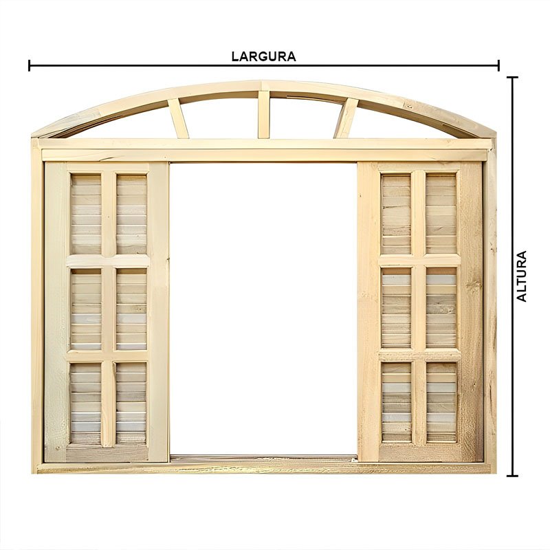 Janela de Madeira Veneziana de Correr em Arco de Itaúba Batentes de 14 Cm-1.50(l)x1.20(a) - 8