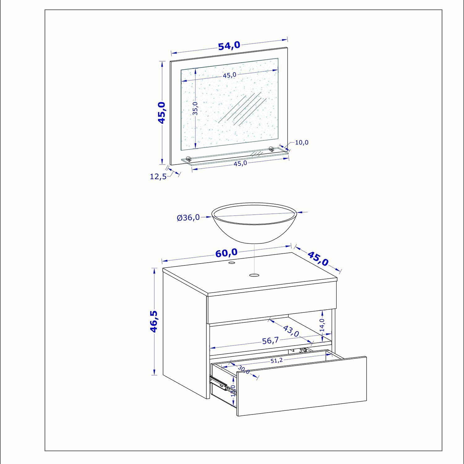 Armário Kit Completo para Banheiro Bali com Espelheira e Gabinete com Corrediça Telescópica - 5