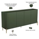 Ver imagem 2 de Aparador Buffet para Sala de Jantar 4 Portas Pés Industrial Dourado Naim I03 Musgo - Lyam Decor