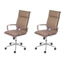 Ver imagem 1 de Kit 2 Cadeiras Escritorio Presidente Design Italiano com Relax Corino 3304 Marrom/Caramelo