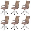Ver imagem 1 de Kit 6 Cadeiras Escritorio Presidente Design Italiano com Relax Corino 3304 Marrom/Caramelo
