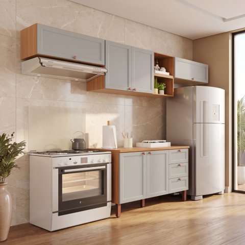 Cozinha Modulada Juliana 100% MDF Móveis Home | 06 Portas + 03 Gavetas