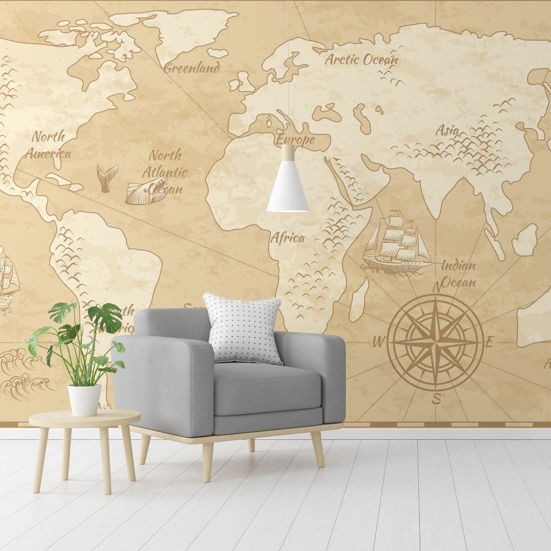 Painel Adesivo Papel de Parede Mapa Mundi N015293 m²