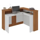 Ver imagem 1 de Mesa Balcao Atendimento Recepcao Tampo Tamburato 135x118 cm Freijo Branco Artany