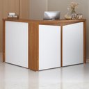 Ver imagem 3 de Mesa Balcao Atendimento Recepcao Tampo Tamburato 135x118 cm Freijo Branco Artany