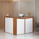 Ver imagem 4 de Mesa Balcao Atendimento Recepcao Tampo Tamburato 135x118 cm Freijo Branco Artany