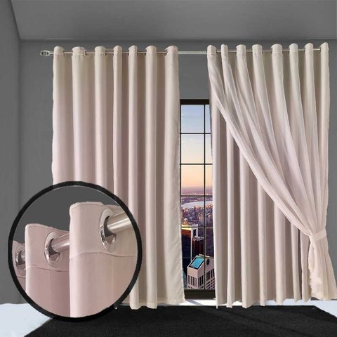cortina blackout Mix 8,00 x 2,70 para varão voal palha