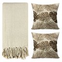 Ver imagem 1 de Kit 1 Manta para Sofá 2,40 X 1,80 + 2 Capas de Almofada Cor:bege-bege