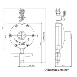 Registro Regulador Válvula de Gás 2 Kg/h com Mangueira 120cm - 5