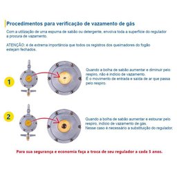 Registro Regulador Válvula de Gás 2 Kg/h com Mangueira 120cm - 4