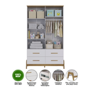 Ver imagem 4 de Armário Infantil Guti Retrô 4 Portas Liso Branco Amêndoa