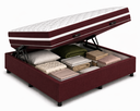 Ver imagem 1 de Kit Cama Box Baú Casal 138x188 cm + Colchão Molas Bonnel Casal 28 cm Vinho Suede