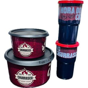 Tupperware Kit 4 Peças Potes e Copos Churrasco