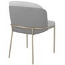 Cadeira Aurora Linho Cinza Couro Cinza Metal Champanhe - 6