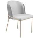 Ver imagem 3 de Cadeira Aurora Linho Cinza Couro Cinza Metal Champanhe