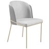 Cadeira Aurora Linho Cinza Couro Cinza Metal Champanhe - 3