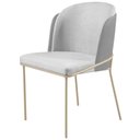 Ver imagem 1 de Cadeira Aurora Linho Cinza Couro Cinza Metal Champanhe