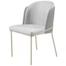 Cadeira Aurora Linho Cinza Couro Cinza Metal Champanhe - 1