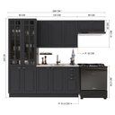 Ver imagem 3 de Cozinha Modulada 4 Peças Cristaleira Balcão sem Tampo 2 Aéreos 100% MDF com Rodapé Bari