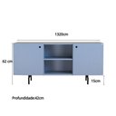 Ver imagem 2 de Rack Tube 2 Portas 1 Nicho 1320x620x420 Azul Sereno - Mdf Arauco