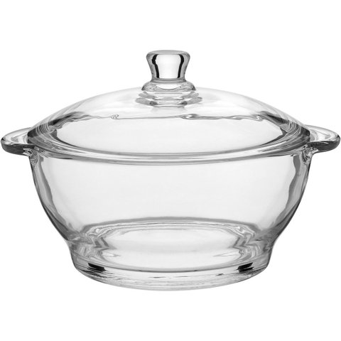 SALADEIRA 12x19x19cm 1L VIDRO TRANSPARENTE COM TAMPA